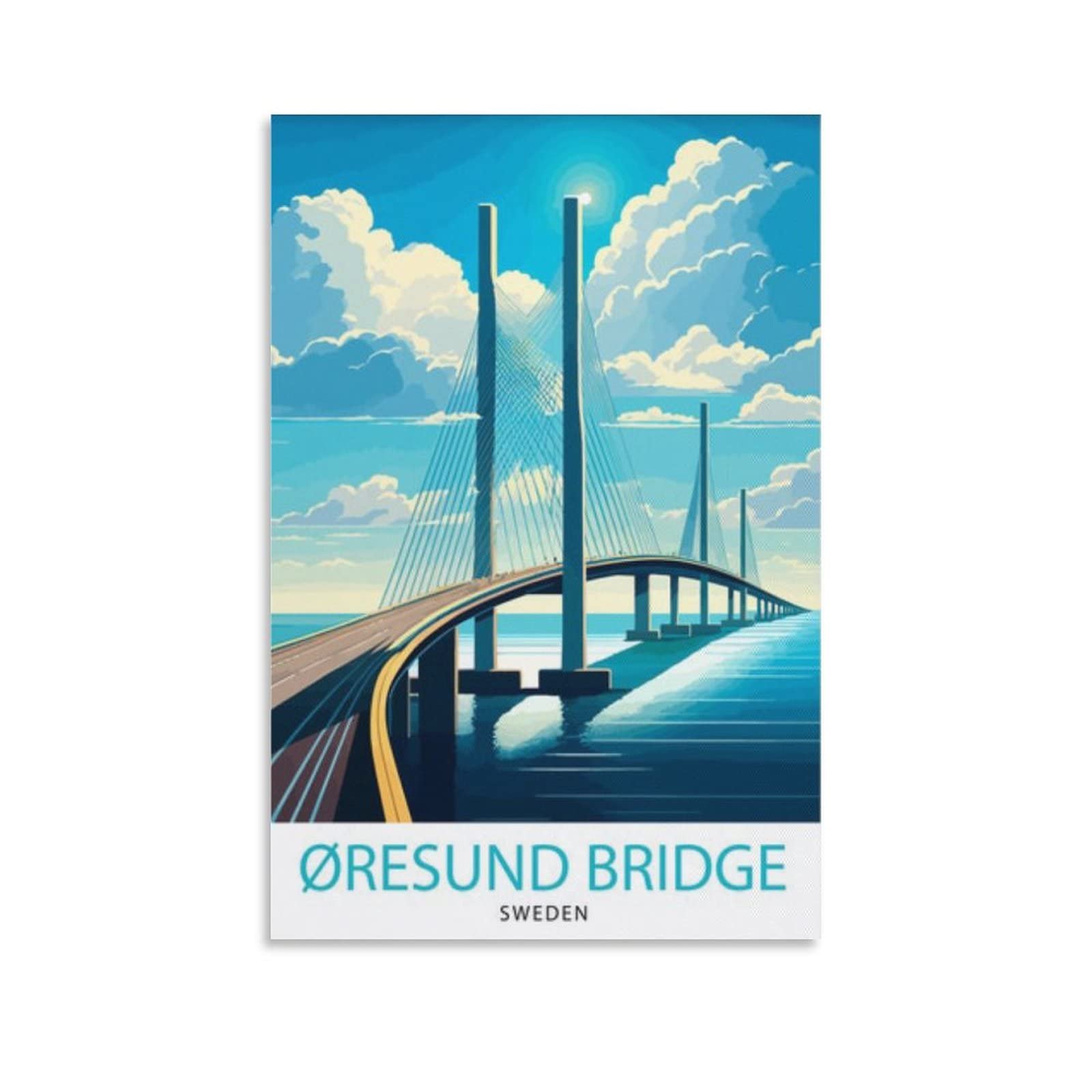 Amazon.com: Oresund Bridge Sweden Vintage Travel Posters Landscape